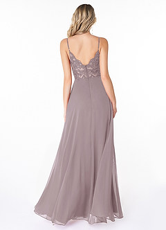 Azazie Lena Bridesmaid Dresses Dusk A-Line Lace Chiffon Dress image2