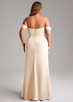 Azazie Saige Robes de demoiselle d'honneur Robe Trapèze Convertible en Mousseline de soie Épaule décolletée Albâtre Blanc image15