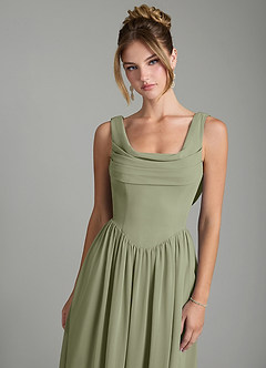 Azazie Novi Bridesmaid Dresses Pistachio A-Line Pleated Chiffon Dress image6
