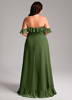 Azazie Lyra Bridesmaid Dresses Olive A-Line Chiffon Convertible Dress image12