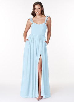 Azazie Metz Bridesmaid Dresses Sky Blue A-Line Sweetheart Ruched Chiffon Dress image1