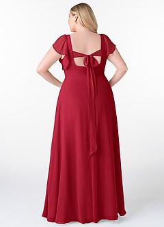 Azazie Syenna Bridesmaid Dresses Scarlet A-Line Ruched Chiffon Dress image7
