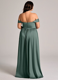 Azazie Calianna Bridesmaid Dresses Sea Moss A-Line Off the Shoulder Stretch Satin Convertible Dress image7