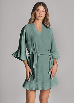 front Matching Color Ruffled Cloud-Soft Robe