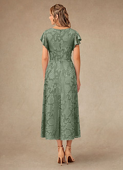 Azazie Vera Mother of the Bride Dresses Matcha A-Line Pleated Floral Burnout Dress image4