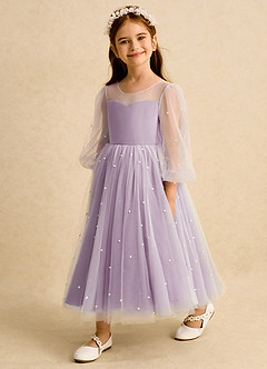 Azazie Trudy Flower Girl Dresses Wisteria Ball-Gown Sweetheart Neckline Tulle Dress image4