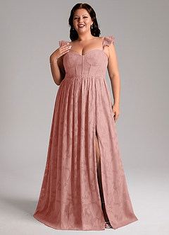 Azazie Denisse Bridesmaid Dresses Rosette A-Line Ruched Floral Burnout Dress image7