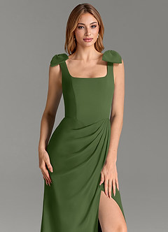 Azazie Adalynn Bridesmaid Dresses Olive Mermaid Pleated Chiffon Dress image2