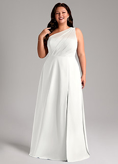 Azazie Phaedra Bridesmaid Dresses White A-Line One Shoulder Chiffon Dress image11