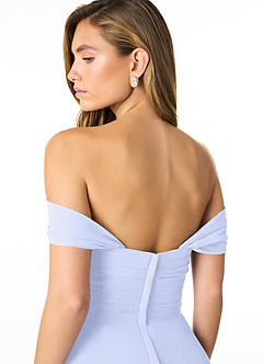 Azazie Kaitlynn Abiti da Damigella Abito Convertibile Impero in Chiffon Increspato Lavanda image6