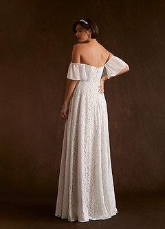 Azazie Cambri Wedding Dresses A-Line Off the Shoulder Lace Floor-Length Dress image4