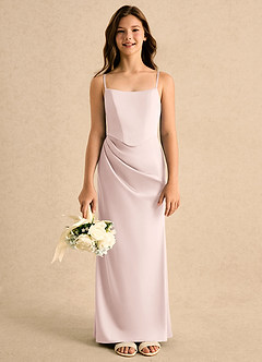 Azazie Bowie Girls Formal Abiti da Ragazza di Fiori Abito Sirena in Raso Elasticizzato Plissettato Rosa Rossore image4