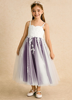 Azazie Coraline vestidos de niña de las flores Vestido de Marfil Uva de Encaje de Corte En A image1