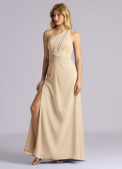 Azazie Isabelle Final Sale Champagne A-Line One Shoulder Chiffon Convertible Dress image3