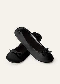 front Matching Color Metallic Satin Ballet Flats Rescue Flats Roll Up Ballet Flats for Weddings