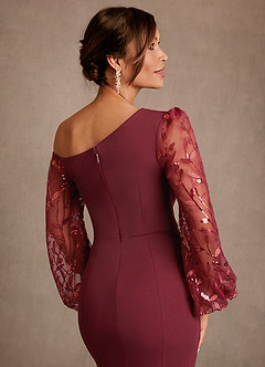 Azazie Cathleen Mother of the Bride Dresses Cabernet Sheath Lace Dress image6