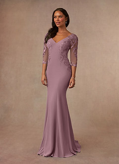Azazie Fanny Final Sale Dusty Rose Mermaid Lace Dress image2