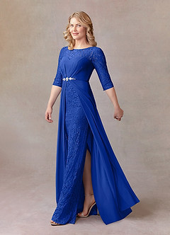 Azazie Leonine Mother of the Bride Dresses Royal Blue A-Line Scoop lace Chiffon Dress image2