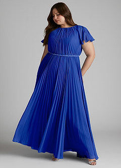 Azazie Kara vestidos de dama de honor modestos Vestido de Corte En A Plisado Hasta el suelo Gasa image12