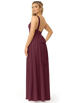 Azazie Kora Jurken voor bruidsmeisjes Jurk van Chiffon met A-Lijn Geplooid Cabernet image5