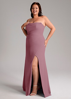 Azazie Leonis Bridesmaid Dresses Vintage Mauve Sheath Strapless Chiffon Convertible Dress image13