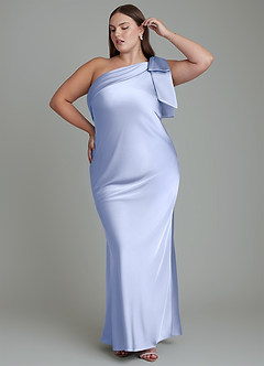 Azazie Yuanna Bridesmaid Dresses Ice Mermaid One Shoulder Stretch Satin Dress image11