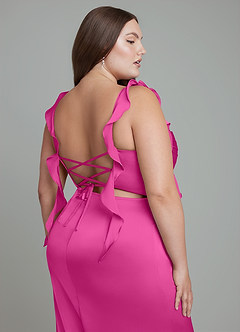 Azazie Jessamine Brautjungfernkleider Etui Korsett Stretch-Satin Kleid Fuchsia image14