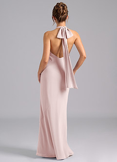 Azazie Velli Bridesmaid Dresses Blushing Pink Mermaid Bow Chiffon Dress image2
