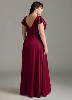 Azazie Omari Bridesmaid Dresses Burgundy A-Line Stretch Satin Dress image8