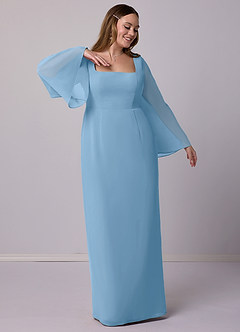 Barbie ♥ Azazie Bridesmaid Dresses Steel Blue Sheath Bow Chiffon Dress image10