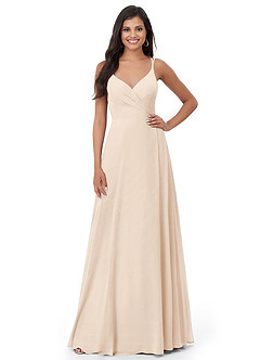 Azazie Lennon Bridesmaid Dresses White Alabaster A-Line Lace Chiffon Dress image5