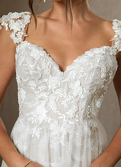 Azazie Moonstone Wedding Dresses Diamond White A-Line Sweetheart Sequins Tulle Dress image5