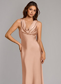 Azazie Cheryl Robes de demoiselle d'honneur Robe Sirène en Satin extensible Or Rose image6