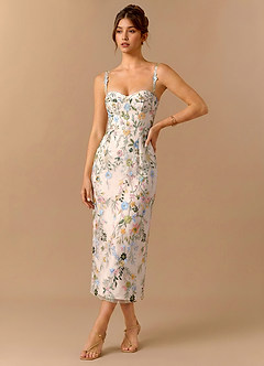 Paulina Blush Pink Multi Midi Dress image3