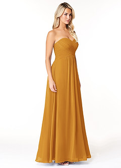 Azazie Yazmin Bridesmaid Dresses Butterscotch A-Line Sweetheart Neckline Chiffon Convertible Dress image5