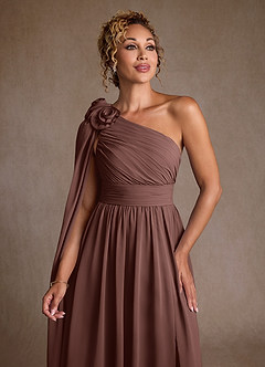 Azazie Lancaster Mère de la mariée Robes Robe Trapèze en Mousseline de soie Ue épaule Expresso image6