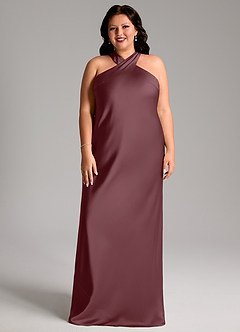 Azazie Doretta Bridesmaid Dresses Sangria Mermaid Pleated Stretch Satin Dress image6