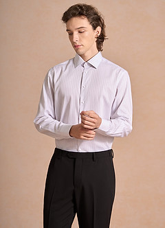 Aiden Deep Purple Black 100% Cotton Non-Iron Striped Dress Shirt