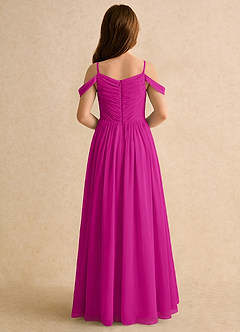 Azazie Chelo Girls Formal Abiti da Ragazza di Fiori Abito A-Line in Chiffon Plissettato Fucsia image2