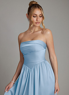 Azazie Zena Bridesmaid Dresses Powder Blue A-Line Strapless Stretch Satin Dress image3