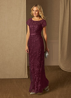 Azazie Dorit vestidos de madre de la novia Vestido de Cabernet de Encaje de Recto con Scoop image3