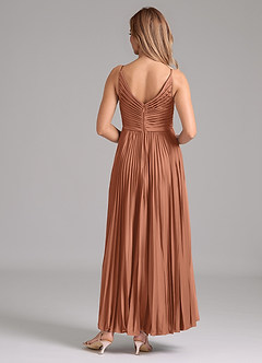 Azazie Raychelle Bridesmaid Dresses Bronzer A-Line Pleated Stretch Satin Dress image4