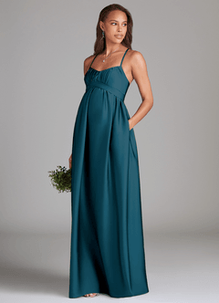 Azazie Llana Abiti da damigella d'onore premaman Abito A-Line Con Tasche Raso Elasticizzato Floor-Length image3
