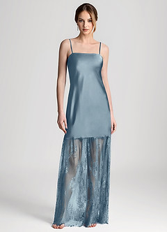 front Abito sottoveste lungo in raso e pizzo