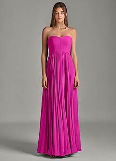 Azazie Chiana Robes de demoiselle d'honneur Robe Trapèze en Mousseline de soie Sans bretelles Fuchsia image4