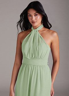 Azazie Lamara Bridesmaid Dresses Dusty Sage Off the Shoulder Chiffon Convertible Jumpsuit image2