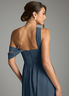 Azazie Kassandra Abiti da Damigella Abito A-Line in Chiffon a Spalla Scoperta Blu Nettuno image7