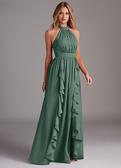 Azazie Avary Bridesmaid Dresses Sea Moss A-Line Pleated Chiffon Dress image5