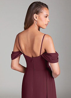 Azazie Amyra Bridesmaid Dresses Cabernet Sheath Off the Shoulder Chiffon Convertible Dress image7