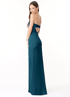 Azazie Leonis Bridesmaid Dresses Ink Blue Mermaid Pleated Stretch Satin Convertible Dress image13